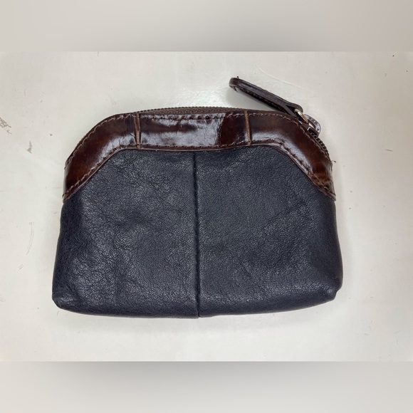 Brighton Women’s Black and Brown Heart Accent Leather Coin‎ Mini Wallet - Picture 2 of 5